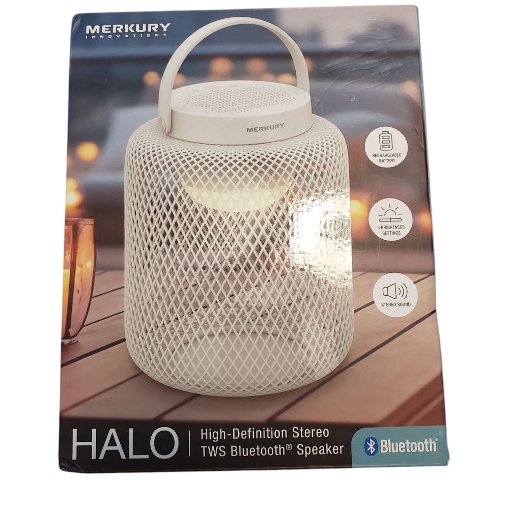Merkury Innovations Halo High-Definition Stereo Bluetooth Speaker Color White